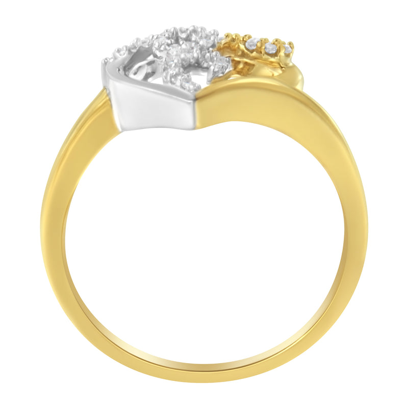 Bids.com 10K Two-Toned Gold Diamond Heart Shape Cluster Ring (1/6 Cttw, H-I Color, I1-I2 Clarity) - Size 6 Rings