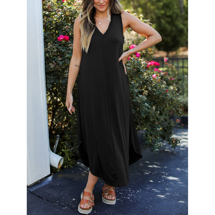 V-Neck Midi Tank Dress