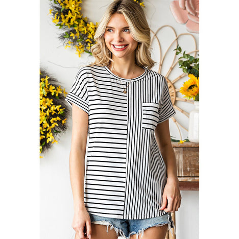 Striped Round Neck Short Sleeve Tee