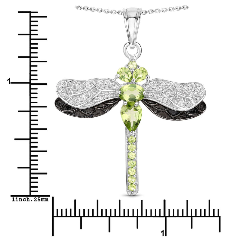 Bids.com 1.98 Carat Genuine Peridot and White Topaz .925 Sterling Silver Pendant Pendants
