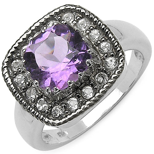 Bids.com 2.53 Carat Genuine Amethyst & Tanzanite .925 Sterling Silver Ring Rings
