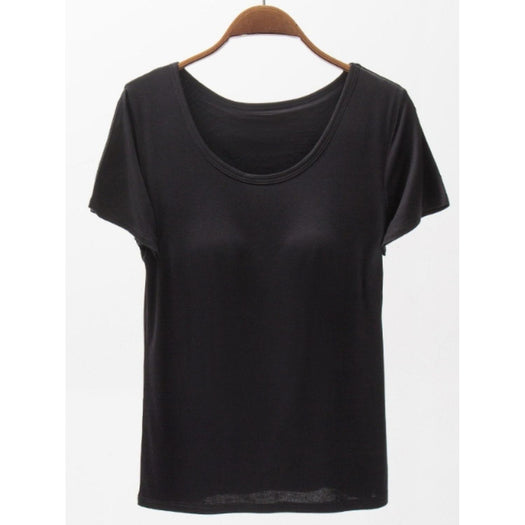 Round Neck Modal T-Shirt with Bra