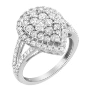 Bids.com .925 Sterling Silver Diamond Cluster Ring (1 1/2 Cttw, H-I Color, I1-I2 Clarity) - Size 6 Rings