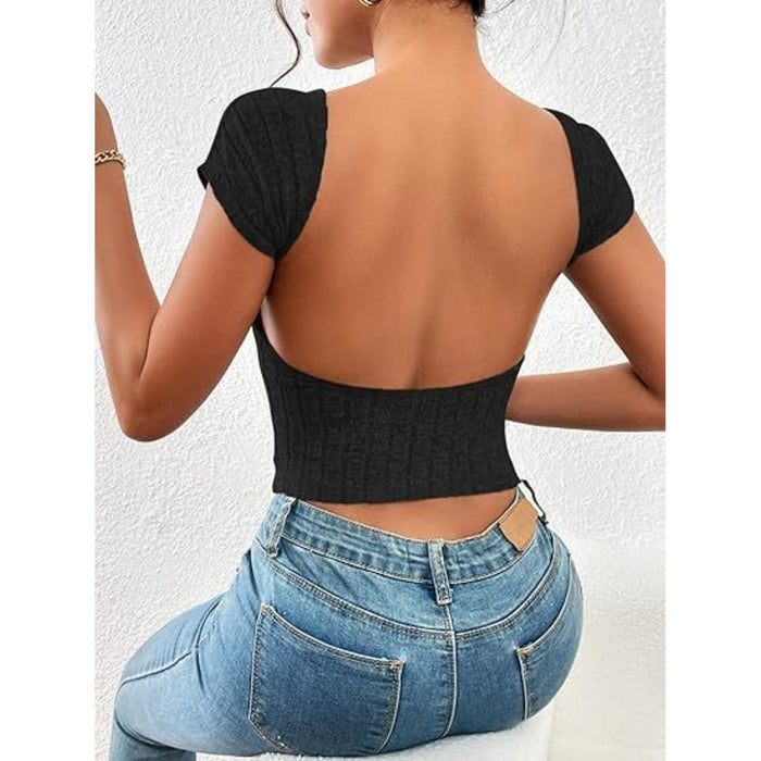 Backless Short Sleeve T-Shirt