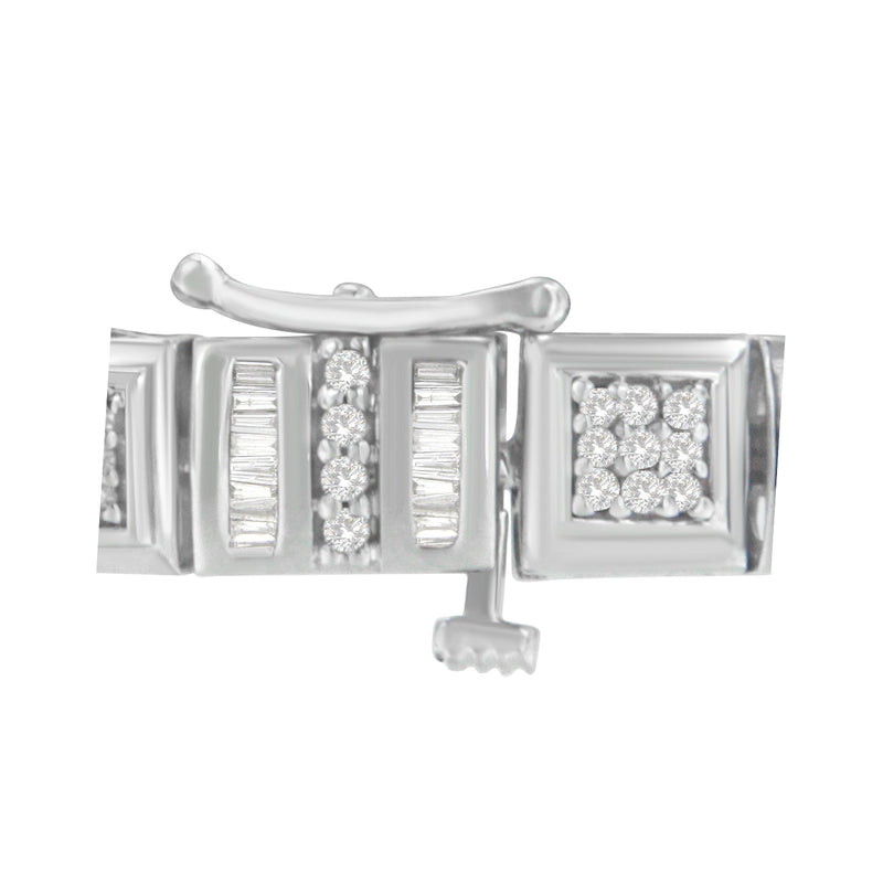 Bids.com 10K White Gold Round and Baguette Cut Diamond Bracelet (2.00 cttw, H-I Color, I2-I3 Clarity) Bracelets
