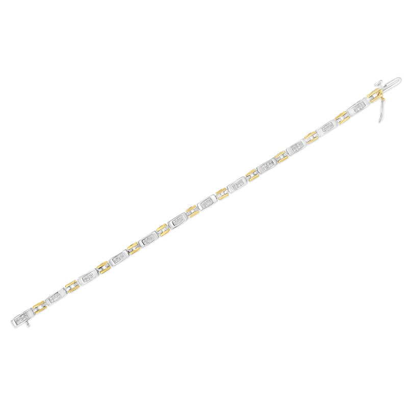 Bids.com 10K Two-Tone Gold Princess Cut Diamond Geo Link Bracelet (1.00 cttw, H-I Color, SI1-SI2 Clarity) Bracelets
