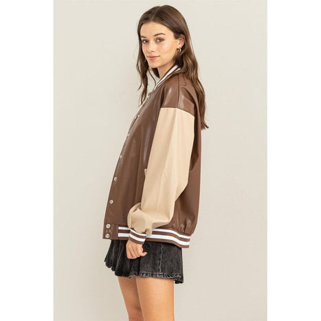 HYFVE Game On PU Colorblock Baseball Jacket