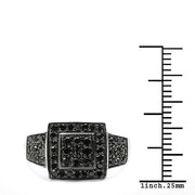 Bids.com 0.77 Carat Genuine Black Diamond .925 Sterling Silver Ring Rings
