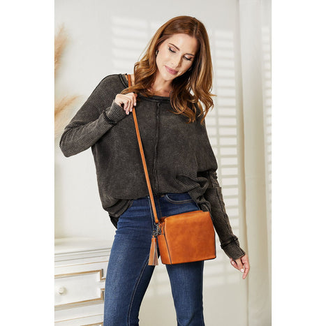 Shomico PU Leather Crossbody Bag with Tassel