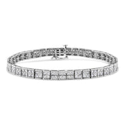 Bids.com .925 Sterling Silver 2 Cttw Prong Set Round-Cut Diamond 4 Stone Box Link Bracelet (I-J Color, I3 Clarity) - 7.25" Bracelets