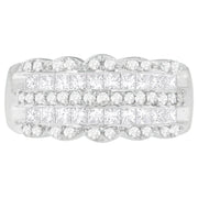 Bids.com 14K White Gold 1 1/7ct. TDW Round and Princess-Cut Diamond Ring(H-I, SI2-I1) Rings