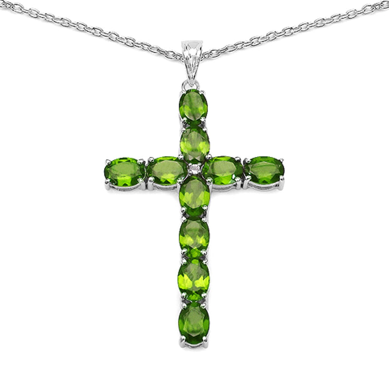 Bids.com 8.32 Carat Genuine Peridot and White Topaz .925 Sterling Silver Pendant Pendants
