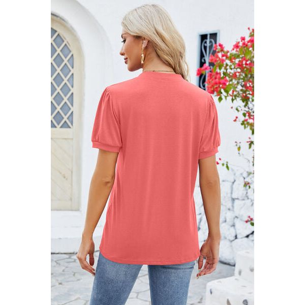 Notched Short Sleeve T-Shirt