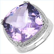 Bids.com 11.93 Carat Genuine Amethyst .925 Sterling Silver Ring Rings