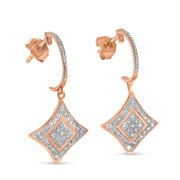 Bids.com 10K Rose Gold Plated Sterling Silver Round Cut Diamond Cushion Dangle Earrings (0.04 cttw, H-I Color, I2-I3 Clarity) Earrings