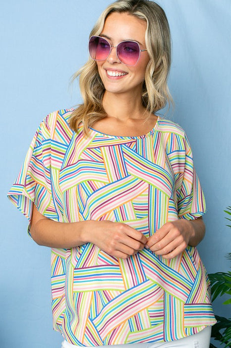 Plus Multi Geo Woven Kimono Top