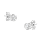 Bids.com 10K White Gold 1/5 Cttw Round Brilliant-Cut Near Colorless Diamond Bezel-Set Stud Earrings (H-I Color, I1-I2 Clarity) Earrings