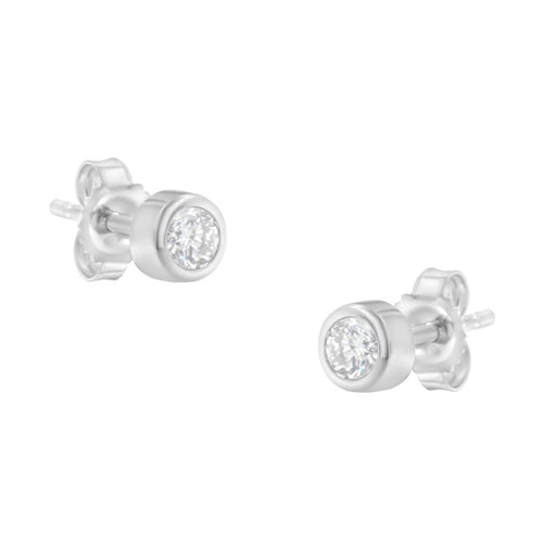 Bids.com 10K White Gold 1/5 Cttw Round Brilliant-Cut Near Colorless Diamond Bezel-Set Stud Earrings (H-I Color, I1-I2 Clarity) Earrings