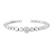 Bids.com .925 Sterling Silver 1/6 Cttw Diamond Rondelle Graduated Ball Bead Cuff Bangle Bracelet (I-J color, I2-I3 clarity) - Fits wrists up to 7 1/2 inches Bracelets