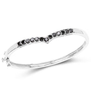 Bids.com 2.28 Carat Genuine Black Diamond .925 Sterling Silver Bangle Bracelets