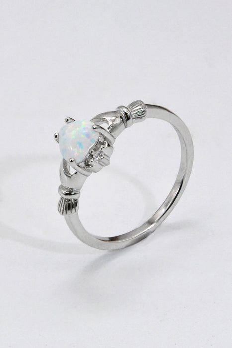 925 Sterling Silver Heart Opal Ring