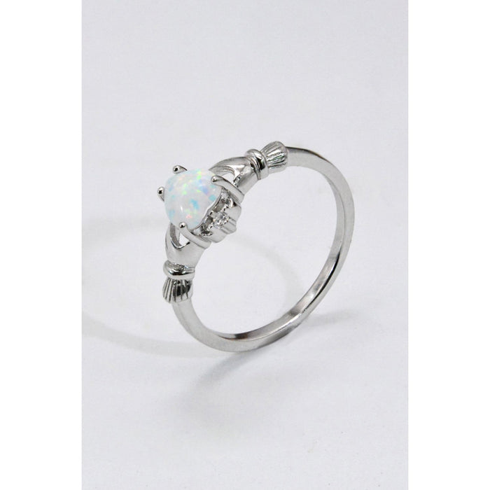 925 Sterling Silver Heart Opal Ring