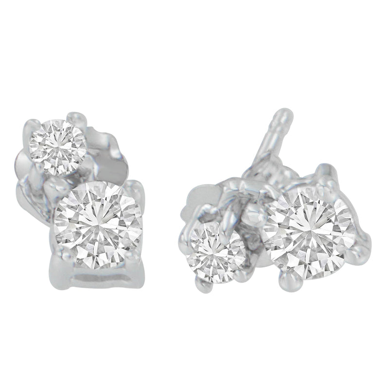 Bids.com 14K White Gold 1/2 cttw Round Cut Diamond Earrings (H-I, SI2-I1) Earrings