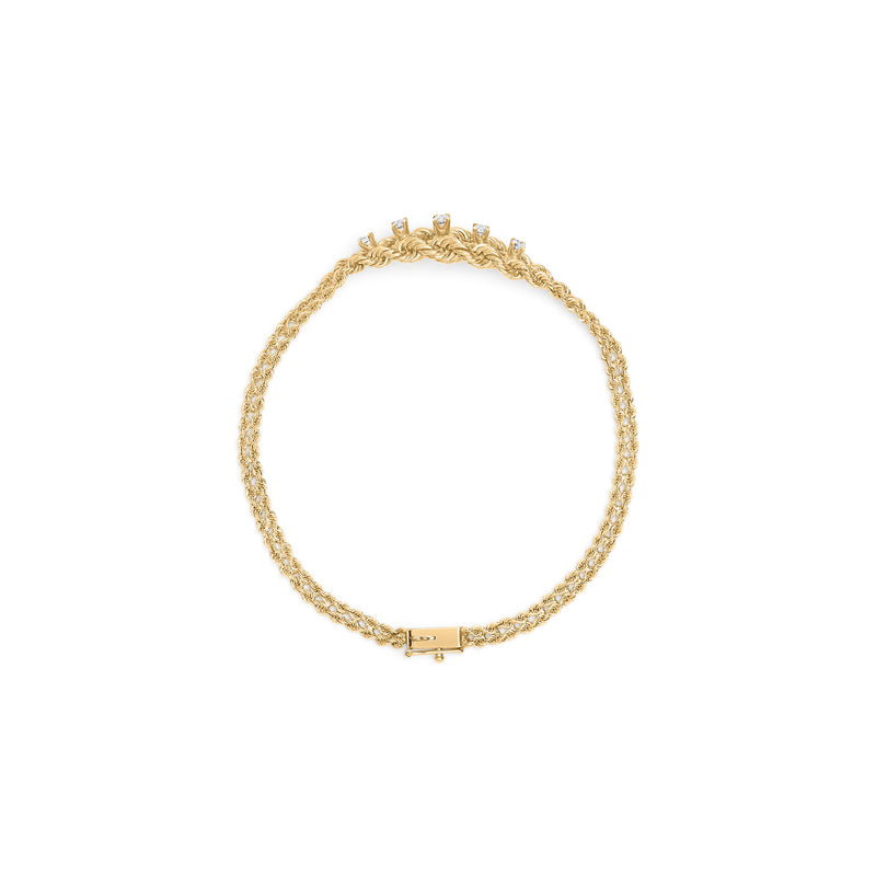 Bids.com 10K Yellow Gold 1/4 Cttw Round-Cut Diamond Basket Weave Rope Chain Style 7" Bracelet (H-I Color, I1-I2 Clarity) Bracelets