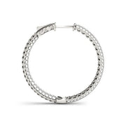 Bids.com 14k White Gold Two Row Pave Set Diamond Hoop Earrings (7 cttw) Earrings