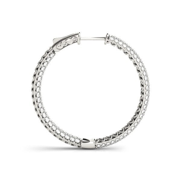 Bids.com 14k White Gold Two Row Pave Set Diamond Hoop Earrings (7 cttw) Earrings