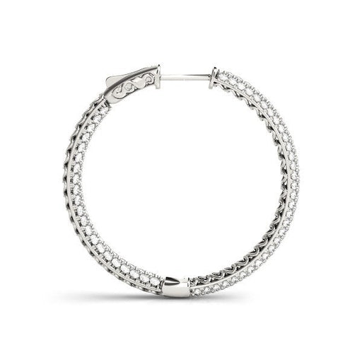 Bids.com 14k White Gold Two Row Pave Set Diamond Hoop Earrings (7 cttw) Earrings