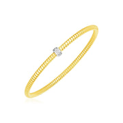 Bids.com 14k Yellow Gold Stretch Bangle with Diamonds Bracelets