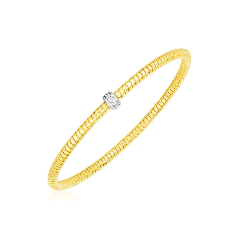 Bids.com 14k Yellow Gold Stretch Bangle with Diamonds Bracelets