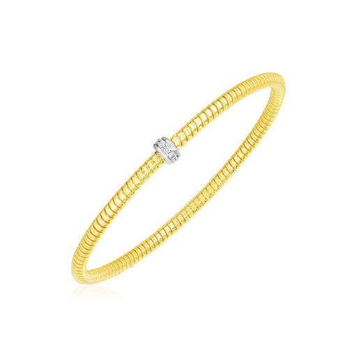 Bids.com 14k Yellow Gold Stretch Bangle with Diamonds Bracelets