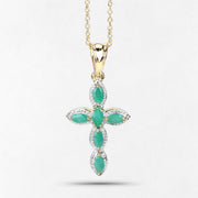 Bids.com 18K Yellow Gold Plated 0.84 Carat Genuine Emerald .925 Sterling Silver Pendant Pendants