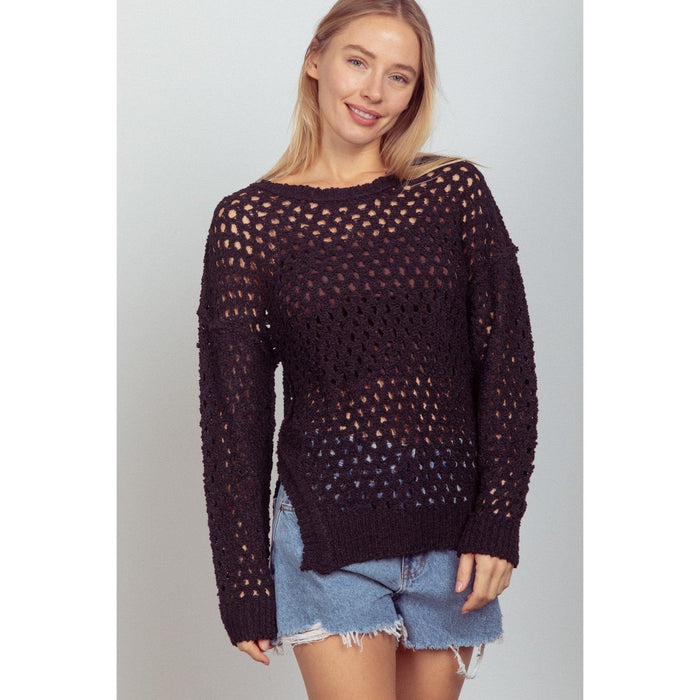 VERY J Openwork Slit Knit Cover Up