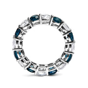 Bids.com 14K White Gold 6 1/4 Cttw Alternating Lab-Grown White and Natural Treated Blue Diamond Eternity Band Ring (F-G Color, VS1-VS2 Clarity) Rings