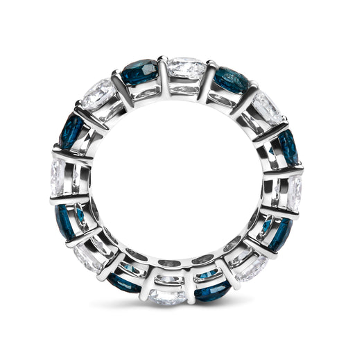 Bids.com 14K White Gold 6 1/4 Cttw Alternating Lab-Grown White and Natural Treated Blue Diamond Eternity Band Ring (F-G Color, VS1-VS2 Clarity) Rings