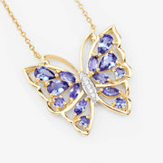 Bids.com 2.76 Carat Genuine Tanzanite and White Zircon .925 Sterling Silver Necklace Necklaces
