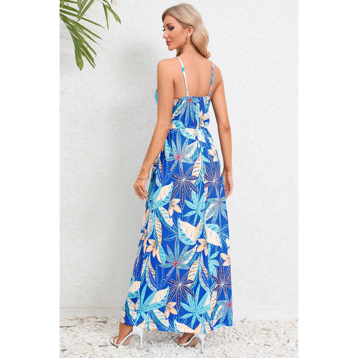 Printed Surplice Maxi Cami Dress