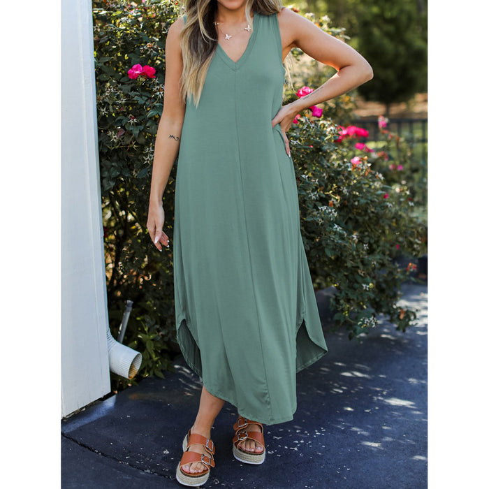 V-Neck Midi Tank Dress