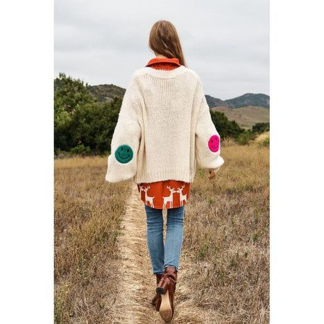 The Fuzzy Smile Long Bell Sleeve Knit Cardigan