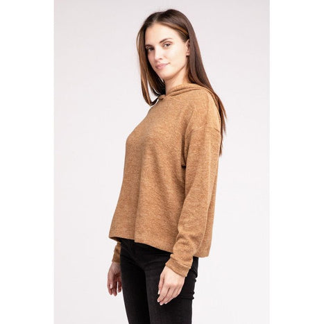 Hooded Brushed Melange Hacci Sweater