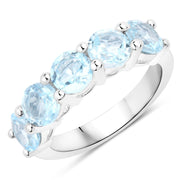 Bids.com 4.00 Carat Genuine Blue Topaz .925 Sterling Silver Ring Rings