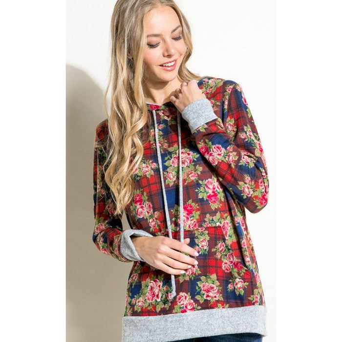 Plaid Floral Mix Sweatshirts