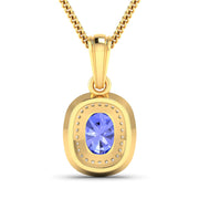 Bids.com 1.45 Carat Genuine Tanzanite and White Diamond 14K Yellow Gold Pendant Pendants