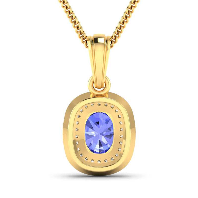 Bids.com 1.45 Carat Genuine Tanzanite and White Diamond 14K Yellow Gold Pendant Pendants