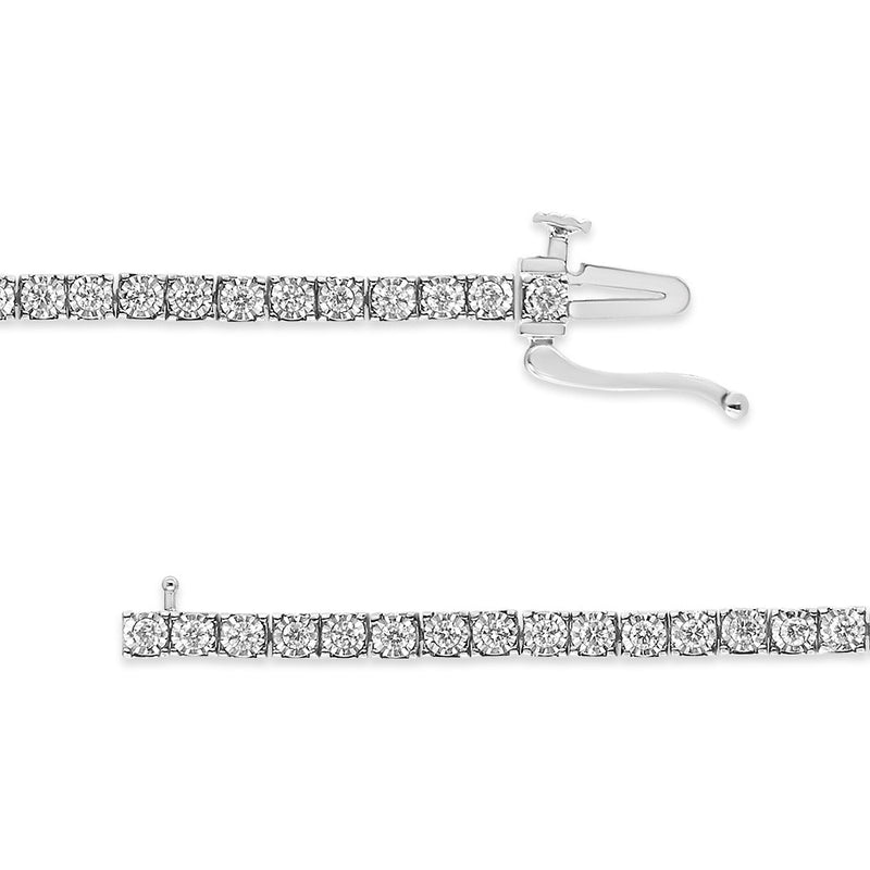 Bids.com 14K White Gold 1.0 Cttw Miracle Set Round-Cut Lab Grown Diamond Illusion Tennis Bracelet (F-G Color, VS2-SI1 Clarity) Size 7" Bracelets