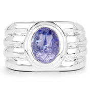 Bids.com 3.55 Carat Genuine Tanzanite .925 Sterling Silver Ring Rings