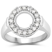 Bids.com 0.48 Carat Genuine White Diamond 14K White Gold Semi Mount Ring - holds 8.00mm Round Gemstone Rings